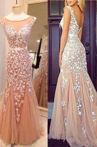 Lace Mermaid Long Prom Dress online 2024 Long Prom Dress Blush Pink Prom Dresses WK940