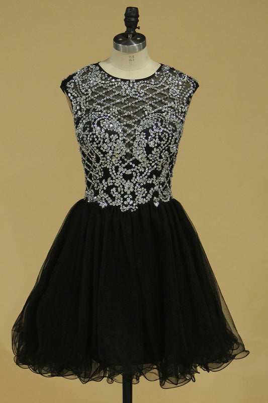 Scoop Beaded Bodice Homecoming Dresses Short/Mini Tulle