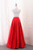 Two Pieces Satin Spaghetti Straps Prom Dresses With Applique And Beads