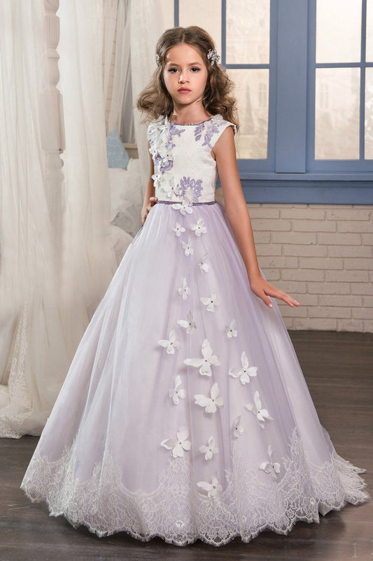 Flower Girl Dresses A Line Scoop Tulle With Applique And Bow Knot
