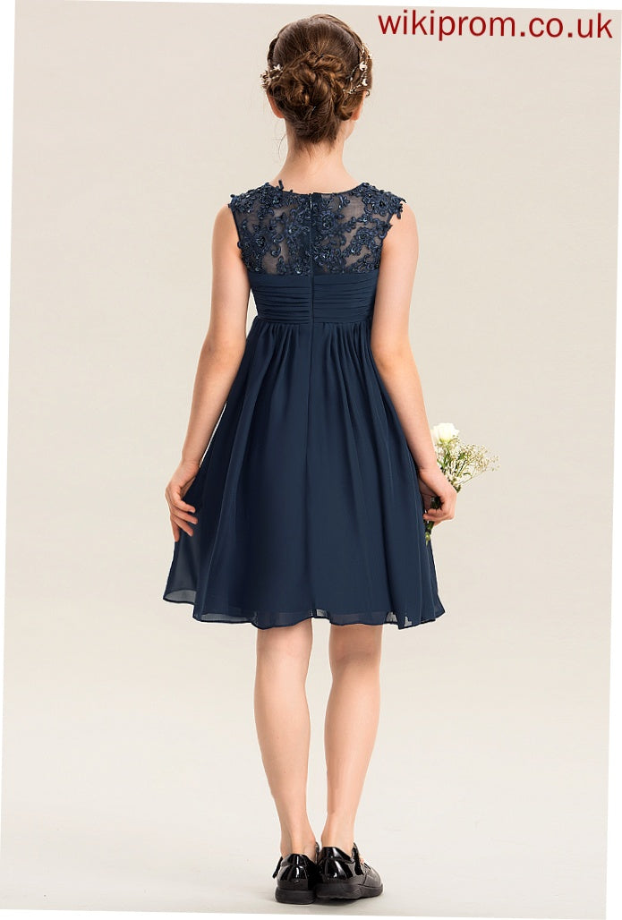 Chiffon Empire Ruffle Beading Neck Scoop Lace With Charlize Junior Bridesmaid Dresses Sequins Knee-Length
