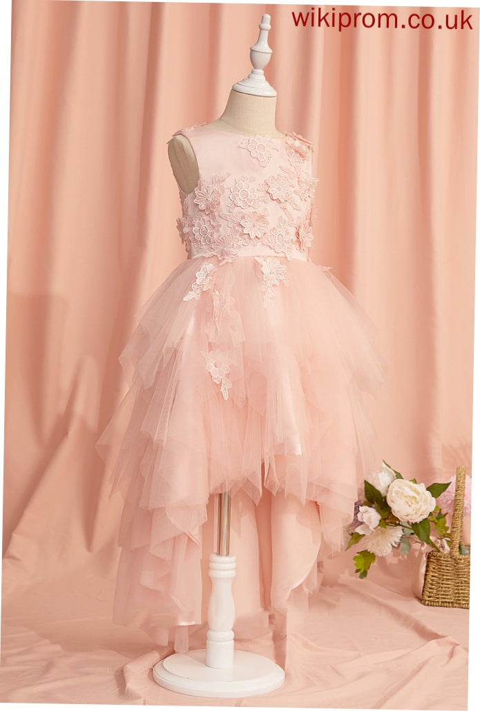 Flower - Maya Dress Sleeveless Tulle Back With Scoop Lace/Flower(s)/V Asymmetrical Girl Neck Ball-Gown/Princess Flower Girl Dresses