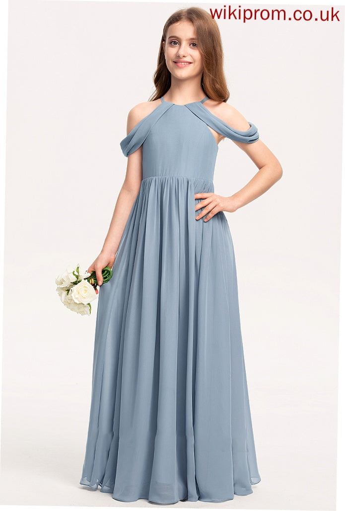 Chiffon A-Line Nora Ruffle Scoop Floor-Length Neck Junior Bridesmaid Dresses With
