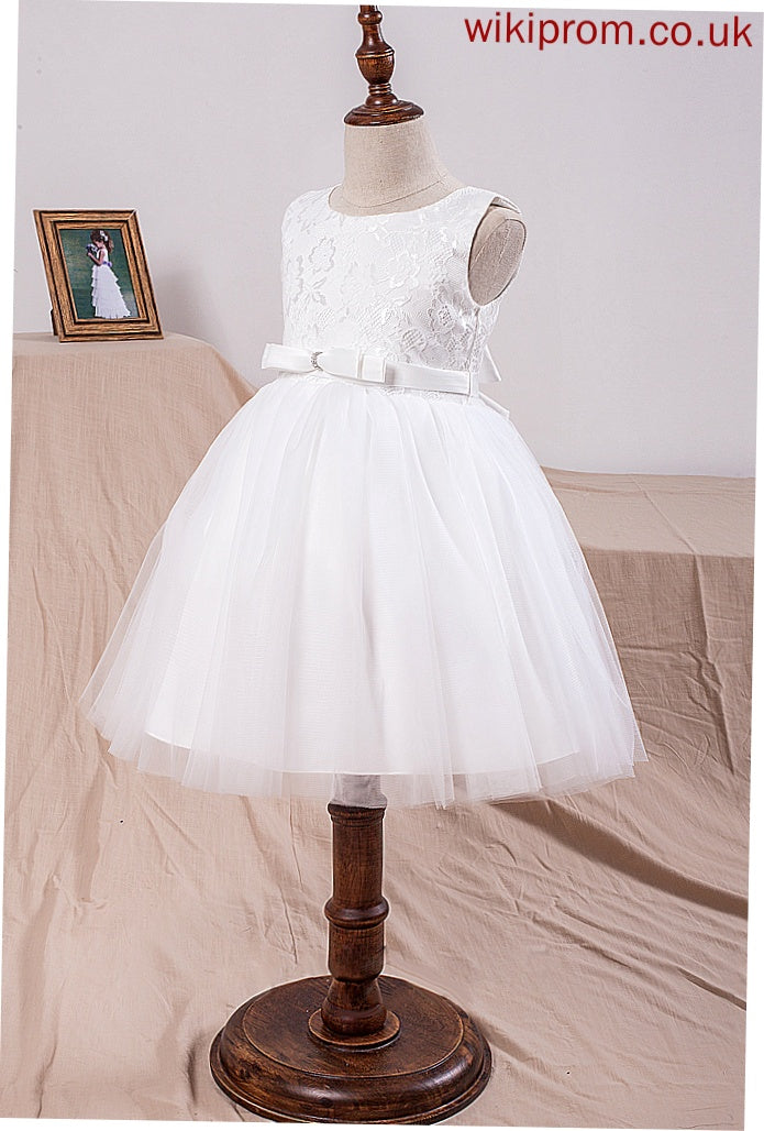 Flower Girl Dresses Jakayla Scoop - Knee-length Girl Dress Ball-Gown/Princess Flower Sleeveless With Neck Bow(s) Tulle/Lace