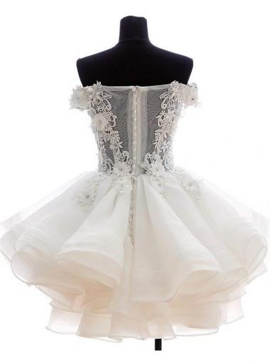 Cute A-line Off-the-shoulder White Mini Homecoming Prom Dress WK458