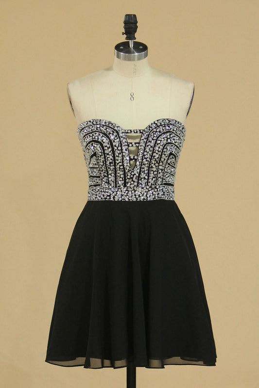 New Arrival Sweetheart Homecoming Dress Beaded Bodice Chiffon A Line