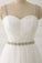 A Line White Spaghetti Straps Tulle Beads Appliques Sweetheart Zipper Prom Dresses WK597