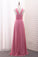 Scoop A Line Chiffon Bridesmaid Dresses With Ruffles And Slit Floor Length