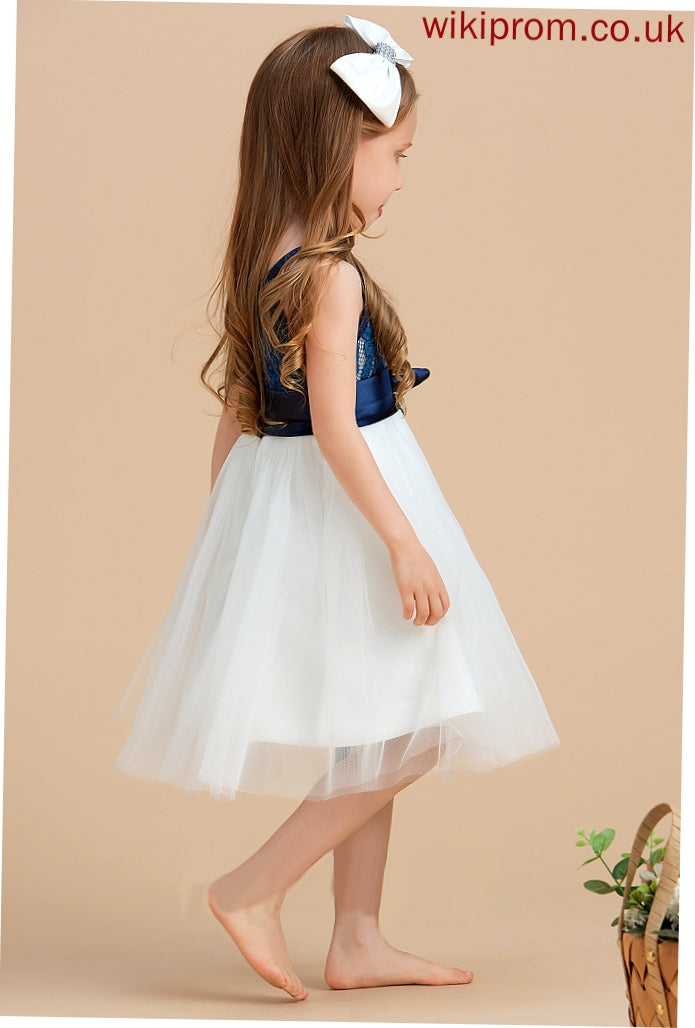 Flower Girl Dresses Girl Tulle/Lace A-Line - Sleeveless Scoop Melissa Flower Neck Dress Knee-length