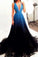 2022 New Style Black V-Neck New Arrival Long Gradient Color Tulle Long Prom Dresses WK829