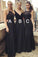 Formal A-Line Black Chiffon Lace Long Elegant Wedding Party Dresses Bridesmaid Dresses