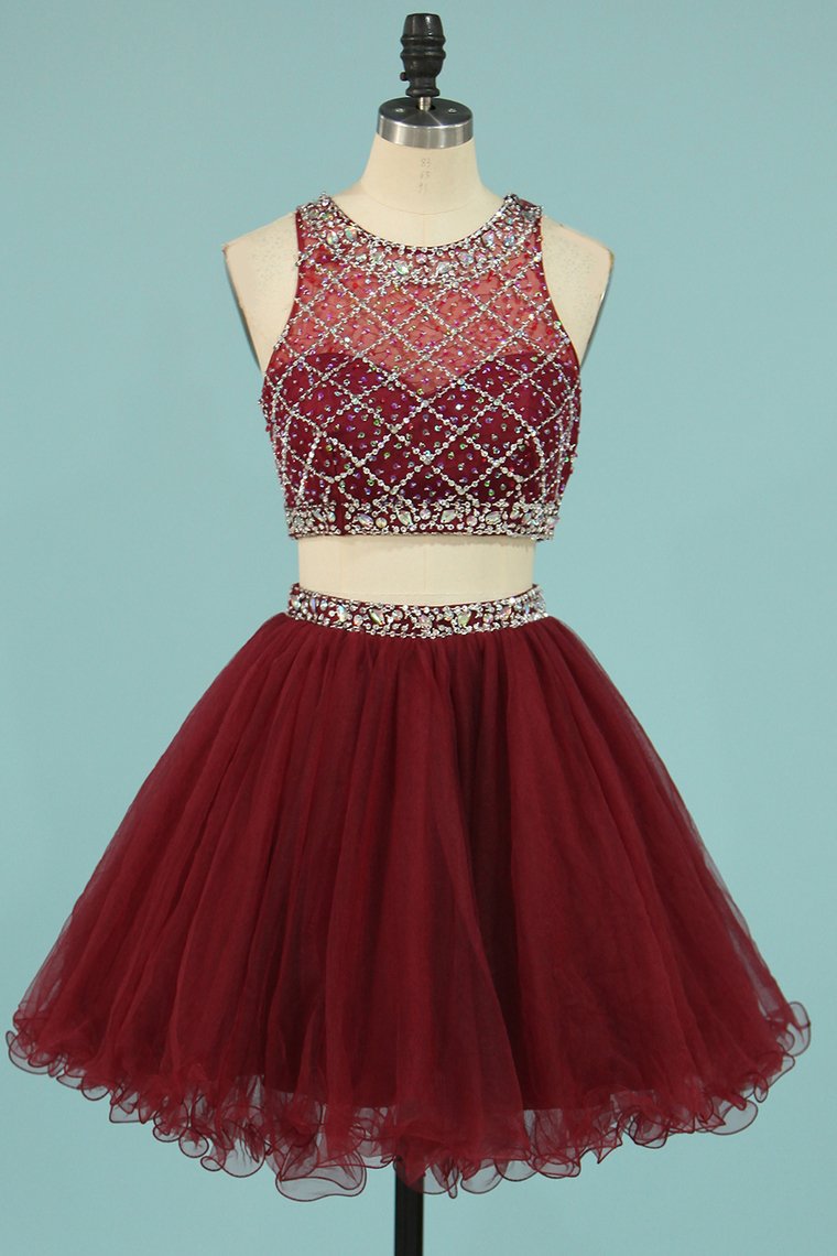 Hot Selling Homecoming Dresses Scoop A-Line Beaded Bodice Tulle Short/Mini