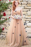 A-Line Strapless Sweetheart Lace up Prom Dress Tulle Sleeveless Ruffles Wedding Dresses WK336
