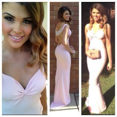 Charming Backless Pink Real Made Prom Dresses Long Evening Dresses Prom Dresses On Sale L71