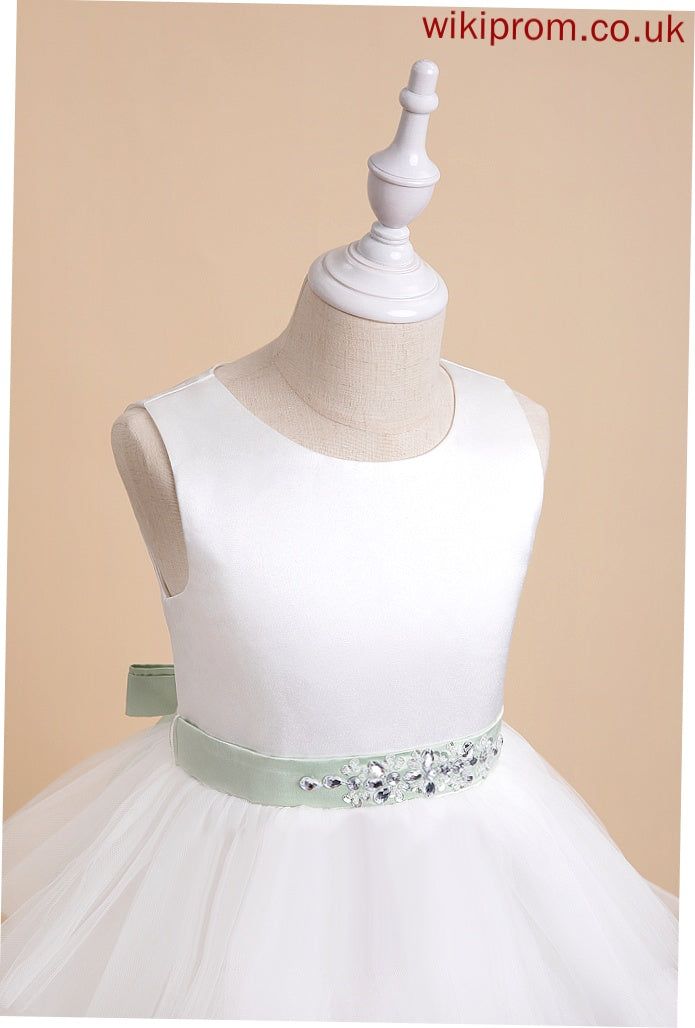 - Neck Ball-Gown/Princess Scoop With Tulle Flower Girl Dresses Sleeveless Dress Girl Flower Sash/Beading (Detachable Asymmetrical sash) Shiloh