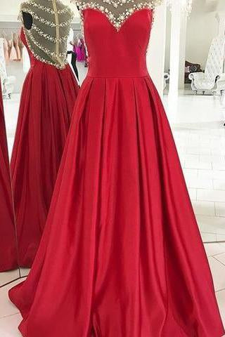 Charming Prom Dress A-Line Prom Dress Satin Prom Dress Beading Prom Dress 170220