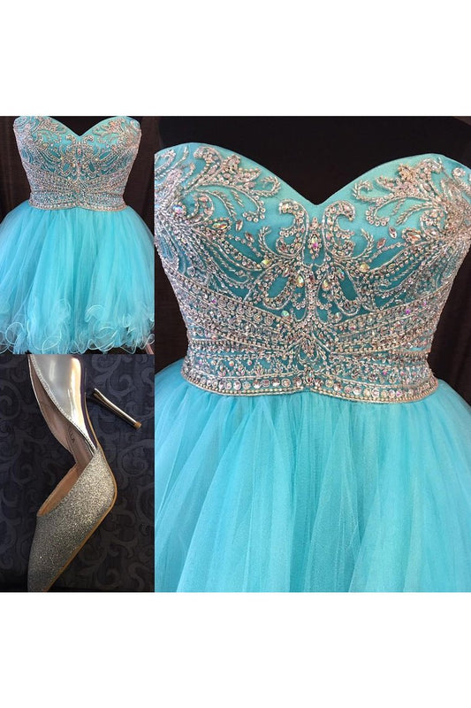 Homecoming Dresses A Line Sweetheart Short/Mini With Beading