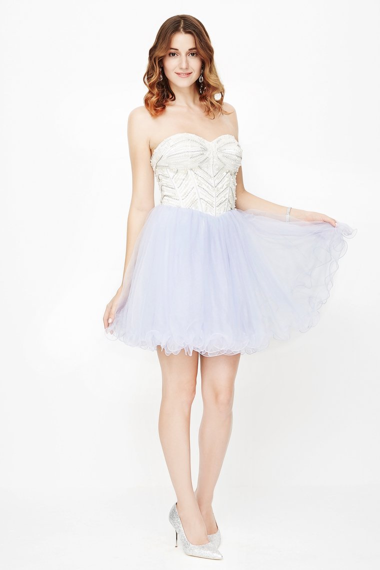 Sweetheart Beaded Bodice Homecoming Dresses A Line Tulle Short/Mini