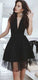 Charming Black Deep V Neck Sleevelesss Homecoming Dresses
