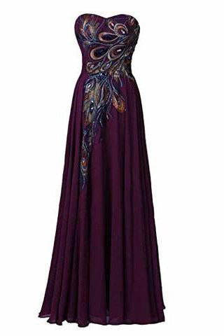 A-line Prom Dress Embroidery Evening Gown ELF001