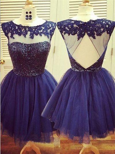Homecoming Dress Navy Blue Homecoming Dress Short Prom Dress Prom Gown WK438