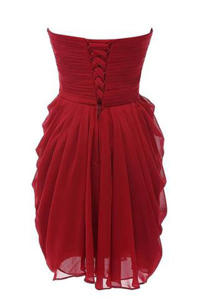 Strapless Chiffon Short Bridesmaid Dresses Prom Gowns WK234