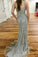 Sparkly Long Sheath Mermaid Spaghetti Straps Prom Dresses Evening Dresses