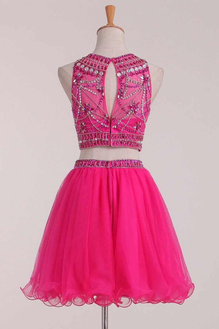 Homecoming Dresses A Line Scoop Beaded Bodice Two Pieces