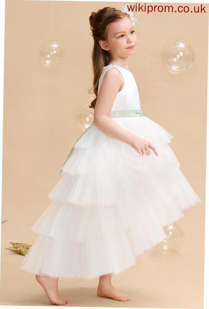 - Neck Ball-Gown/Princess Scoop With Tulle Flower Girl Dresses Sleeveless Dress Girl Flower Sash/Beading (Detachable Asymmetrical sash) Shiloh