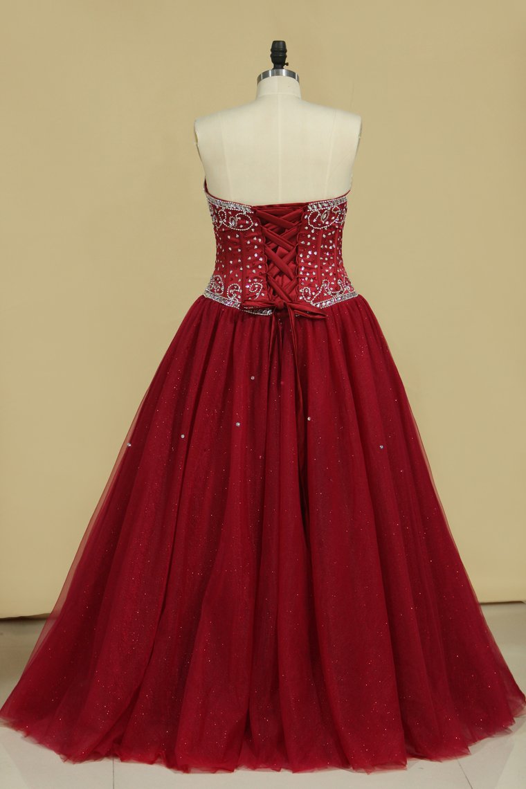 Ball Gown Sweetheart Tulle With Beading Quinceanera Dresses