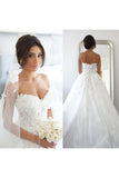 A Line Sweetheart Tulle Wedding Dresses With Applique And Beads
