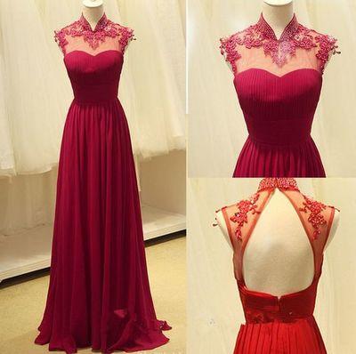 Long Prom Dresses Open Backs Formal Dresses A-line Wine Red Prom Dresses WK191