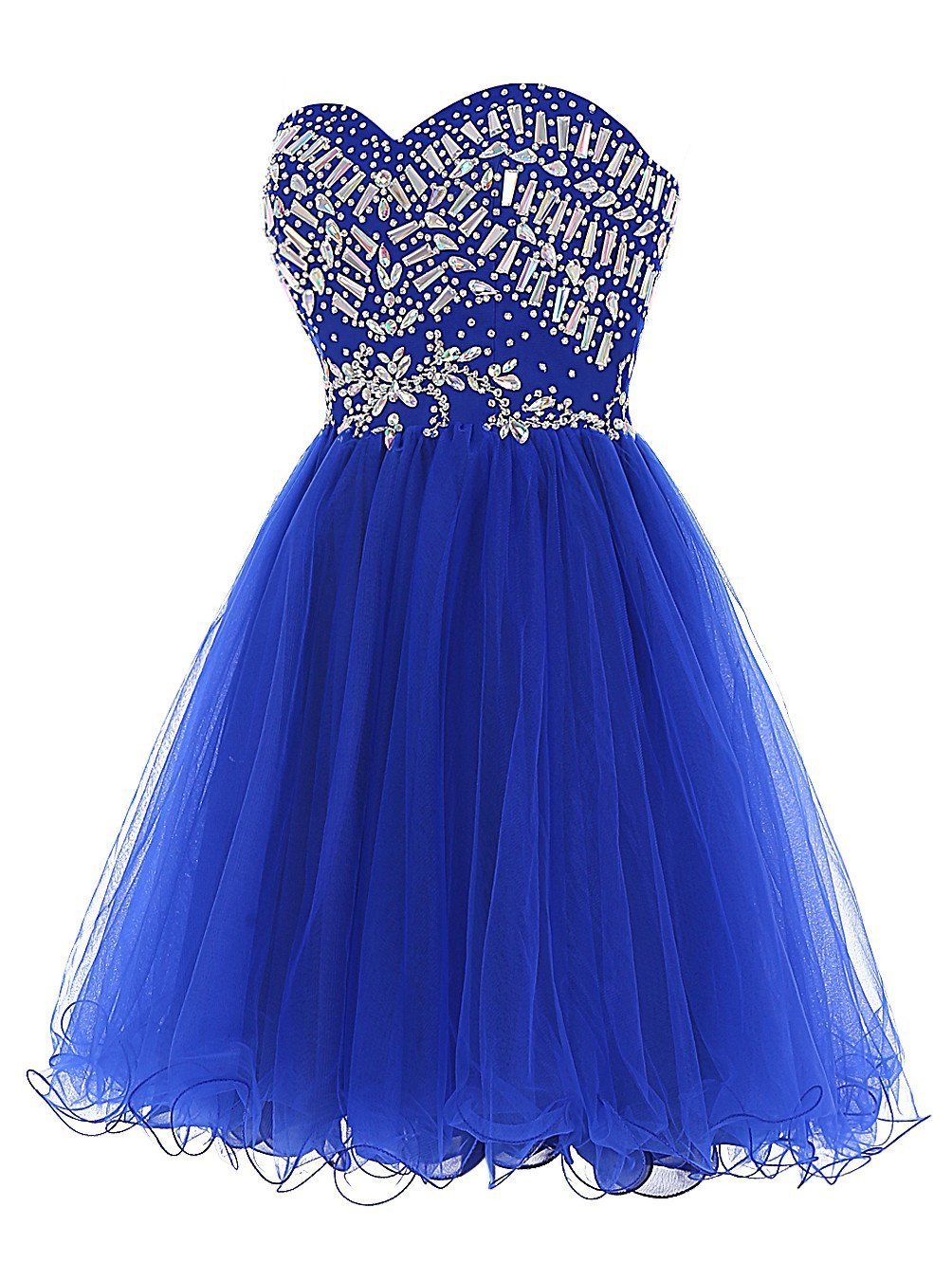 Cheap Blue Sweetheart Cute A-line Tulle Beading Short Mini Homecoming Dresses WK759