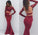 Burgundy Sexy Two Pieces Charming Backless Lace Long Sleeves Evening Dresses WK852