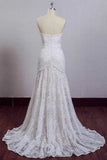 Chic Ivory Lace Mermaid Beach Wedding Dresses Sweetheart Rustic Boho Bridal Dresses WK658