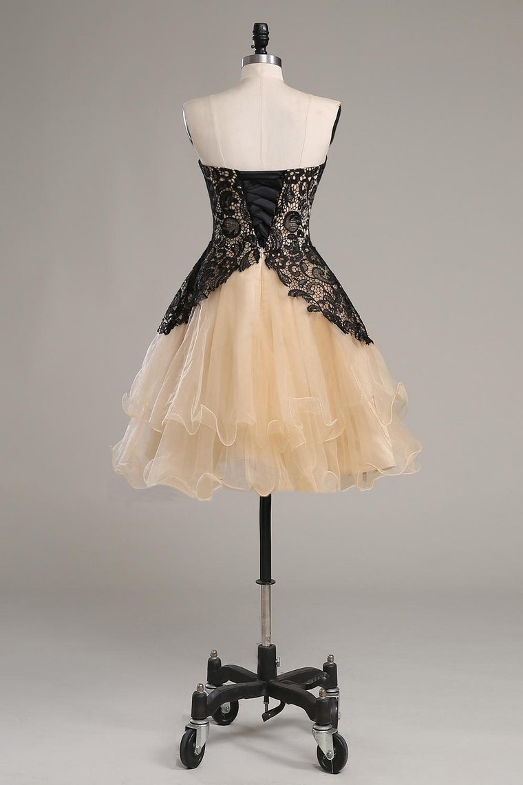 A Line Sweetheart Homecoming Dresses Tulle & Lace Short/Mini Lace Up