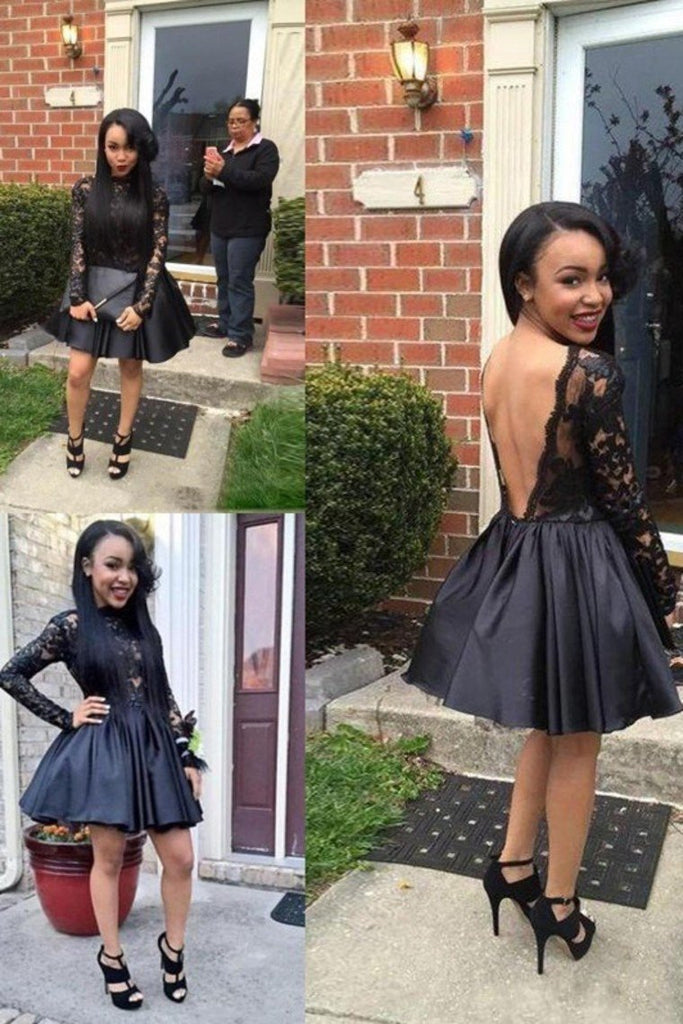 Black Homecoming Dresses A-Line Bateau Taffeta