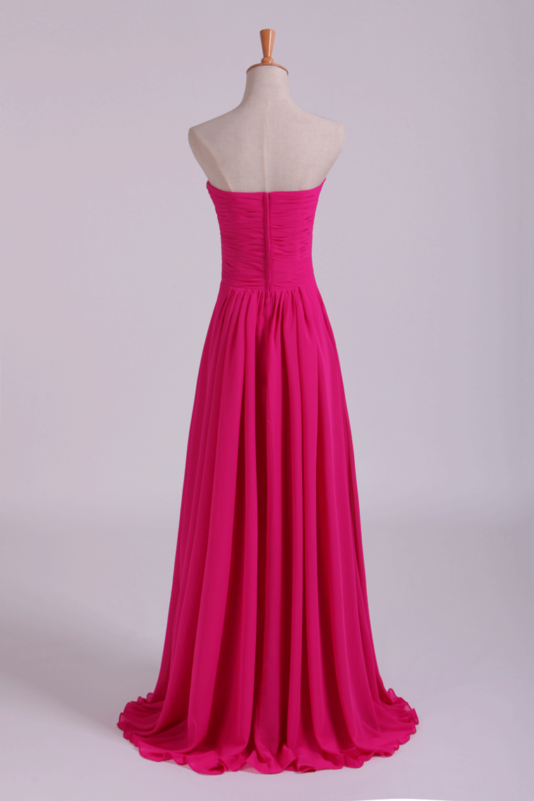 Sweetheart Bridesmaid Dresses A-Line Floor Length Chiffon Ruffle