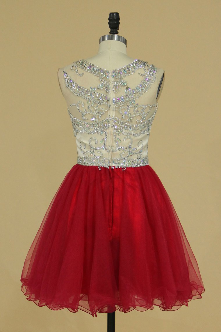 Scoop A Line Tulle Short/Mini Homecoming Dresses Fashion And Cute