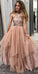 Gorgeous High Neck Sleeveless Tulle With Sequins Prom Dresses