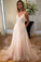 Chic Spaghetti Straps V Back Sleeveless Tulle Floor Length A Line Wedding Dresses