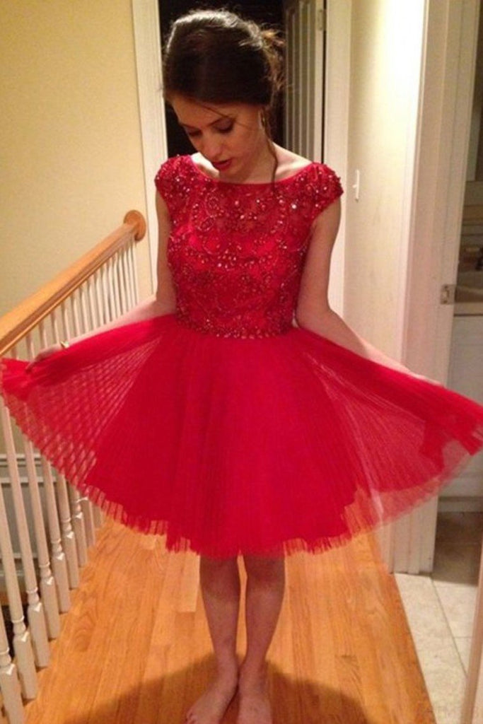 New Homecoming Dresses Scoop Short/Mini Tulle With Beading