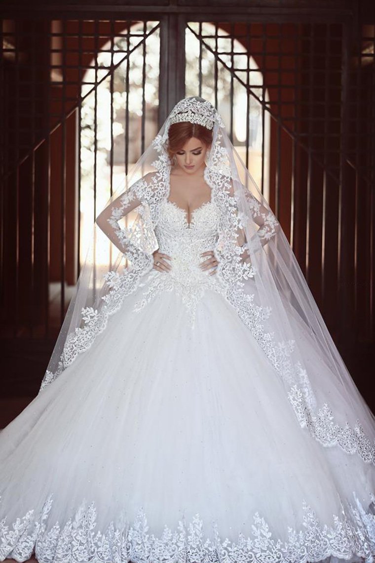 Hot Wedding Dresses Sweetheart Ball Gown Tulle With Applique