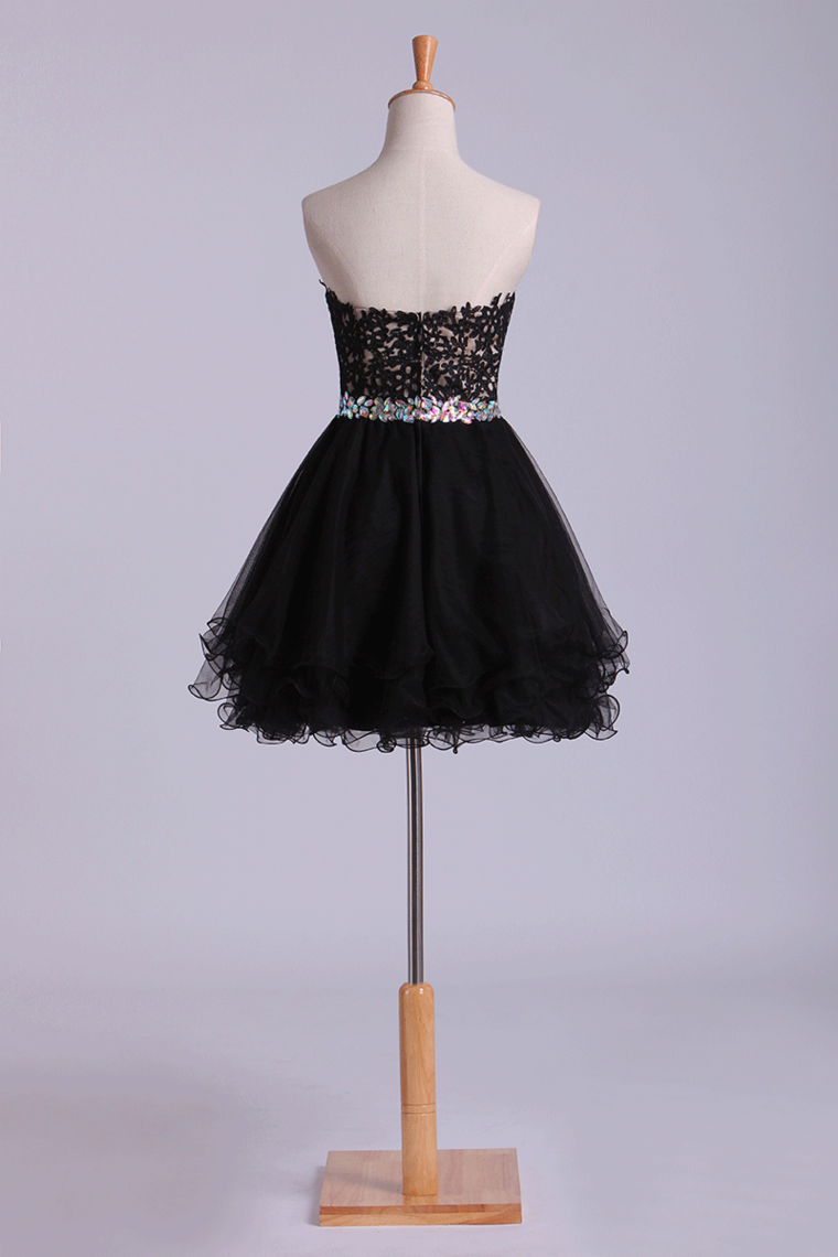 Sweetheart A Line Short Homecoming Dress With Applique Beaded