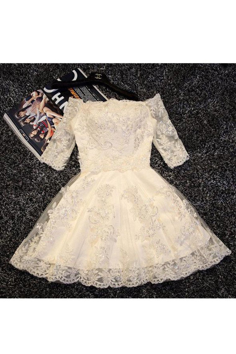 New Arrival Bateau A Line Homecoming Dresses Tulle With Applique