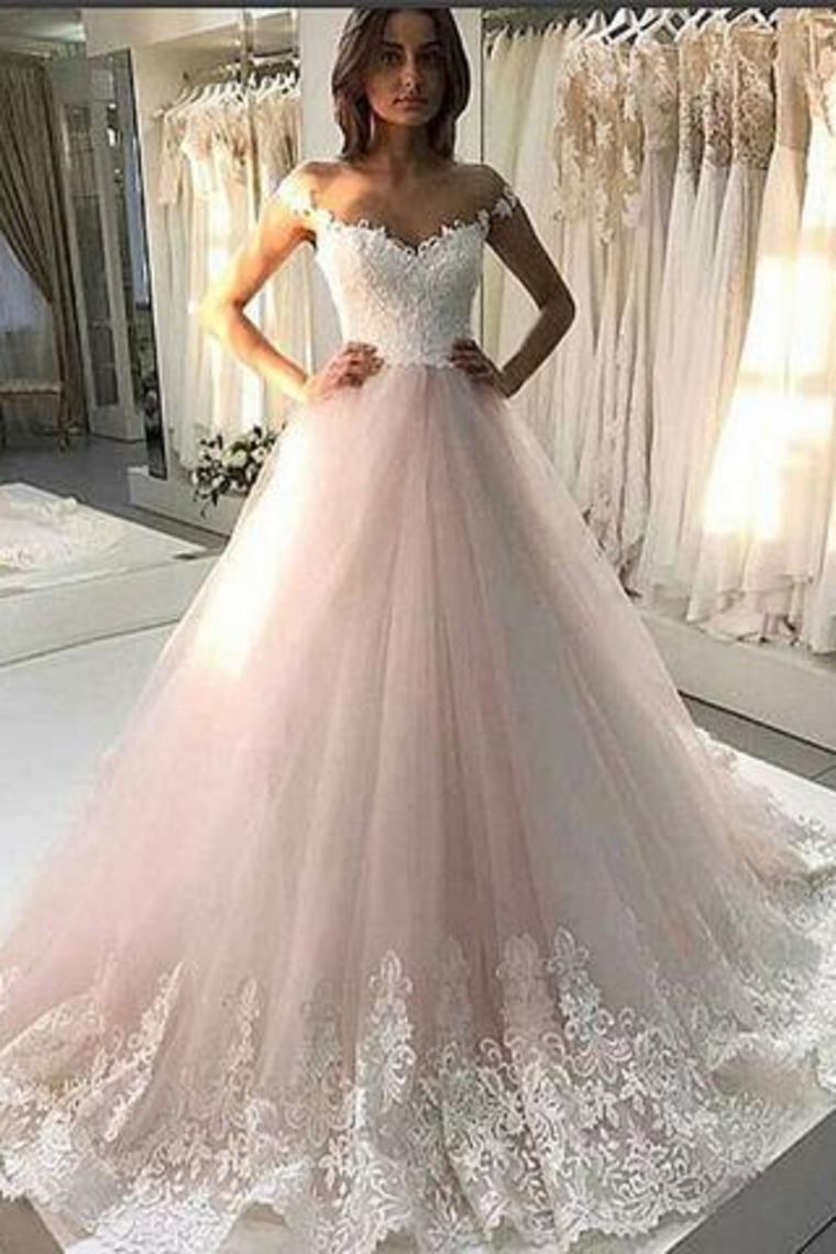 New Arrival A-Line Wedding Dress Tulle Scoop Neck