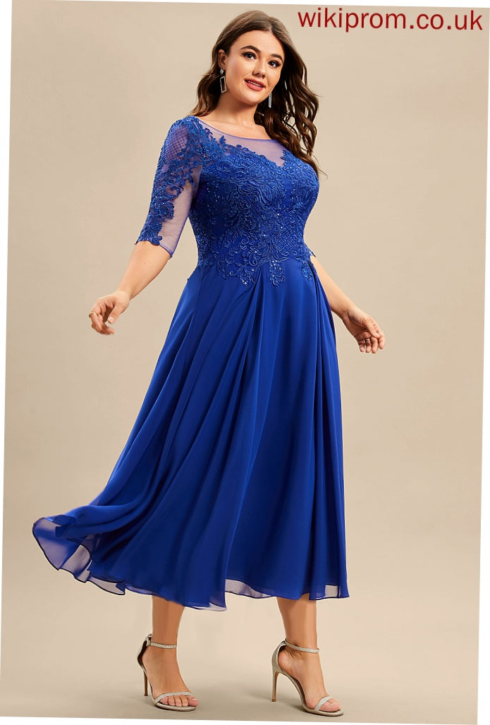 Chiffon Bride A-Line Alannah Scoop With of Sequins Dress the Tea-Length Mother of the Bride Dresses Neck Lace Mother