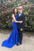 Simple Spaghetti Straps Long Open Back Royal Blue Prom Dresses For Teens