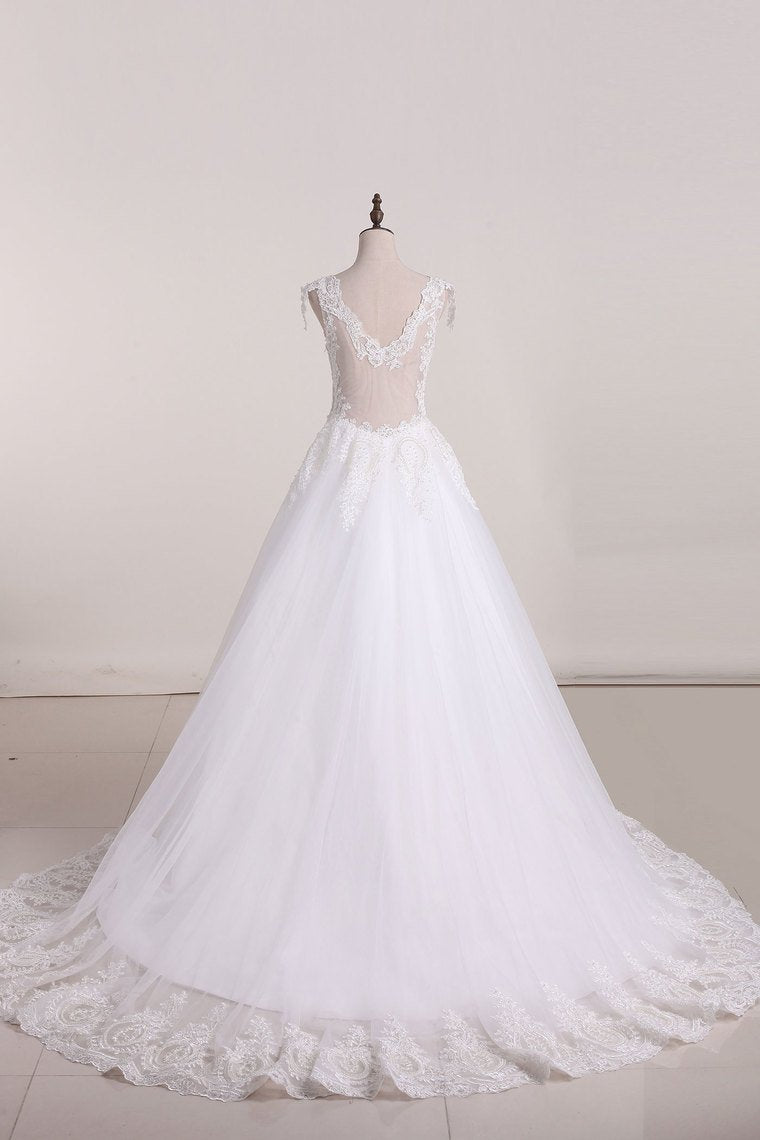 Hot Wedding Dresses Off The Shoulder Ball Gown Tulle With Applique