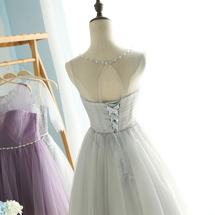 Elegant A-Line Round Neck Purple Tulle Short Cute Mini Homecoming Dresses WK102